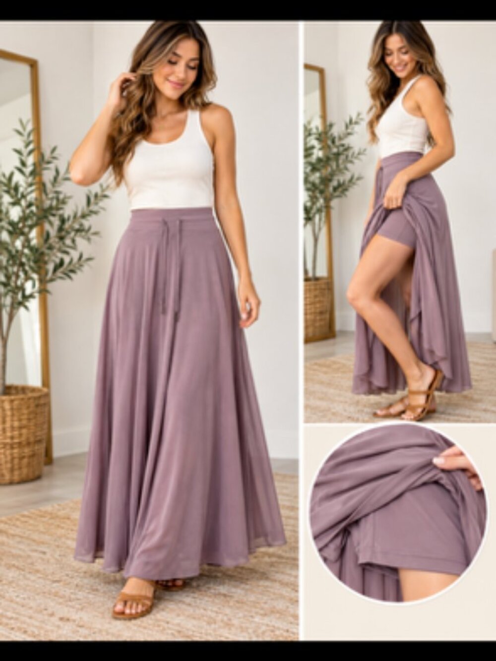 Halara Mauve Maxi Skirt with Built-In Shorts – New with Tags